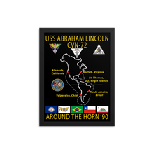 Load image into Gallery viewer, USS Abraham Lincoln (CVN-72) 1990 Around the Horn Framed Cruise Poster