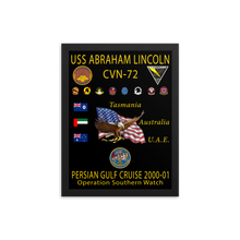 Load image into Gallery viewer, USS Abraham Lincoln (CVN-72) 2000-01 Framed Cruise Poster