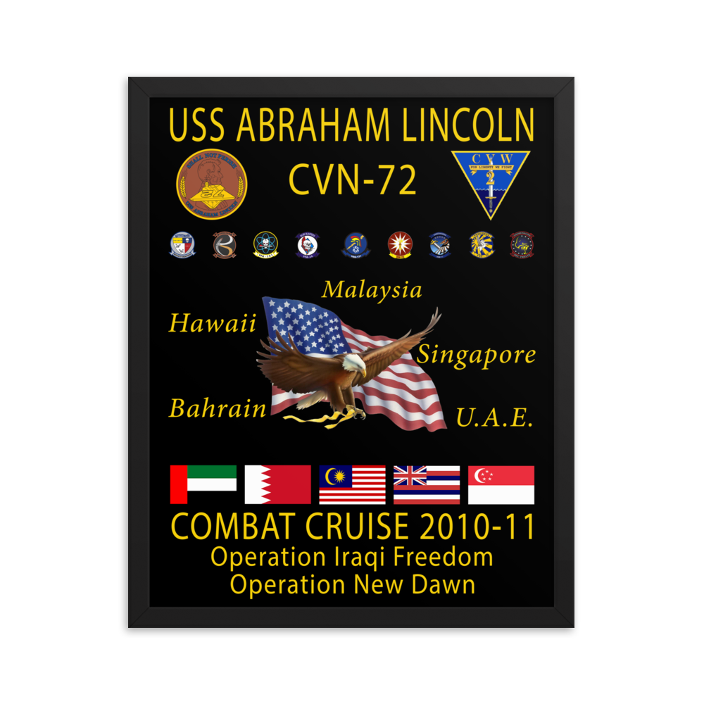 USS Abraham Lincoln (CVN-72) 2010-11 Framed Cruise Poster
