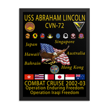 Load image into Gallery viewer, USS Abraham Lincoln (CVN-72) 2002-03 Framed Cruise Poster