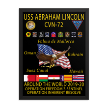 Load image into Gallery viewer, USS Abraham Lincoln (CVN-72) 2019-20 Framed Cruise Poster