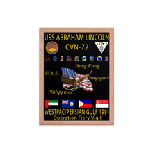 Load image into Gallery viewer, USS Abraham Lincoln (CVN-72) 1991 Framed Cruise Poster