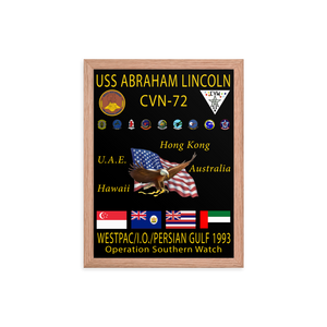 USS Abraham Lincoln (CVN-72) 1993 Framed Cruise Poster