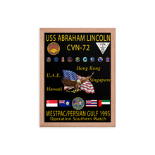 Load image into Gallery viewer, USS Abraham Lincoln (CVN-72) 1995 Framed Cruise Poster