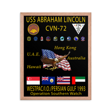 Load image into Gallery viewer, USS Abraham Lincoln (CVN-72) 1993 Framed Cruise Poster