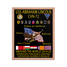 Load image into Gallery viewer, USS Abraham Lincoln (CVN-72) 2019-20 Framed Cruise Poster