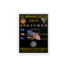 Load image into Gallery viewer, USS Abraham Lincoln (CVN-72) 2000-01 Framed Cruise Poster