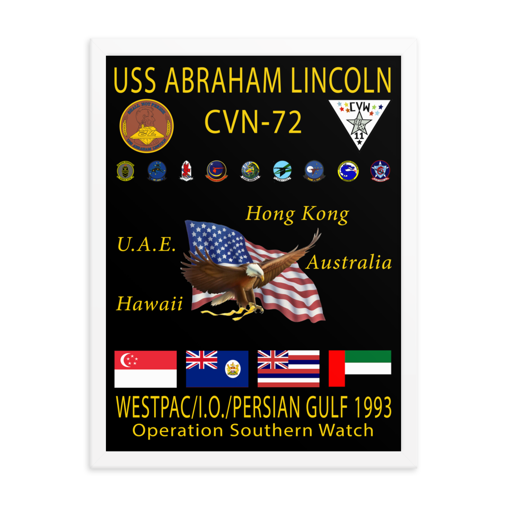 USS Abraham Lincoln (CVN-72) 1993 Framed Cruise Poster