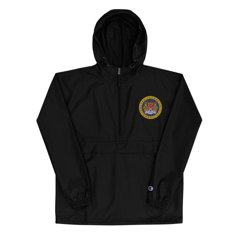 USS America (CVA/CV-66) Embroidered Champion Packable Jacket - Ship's Crest
