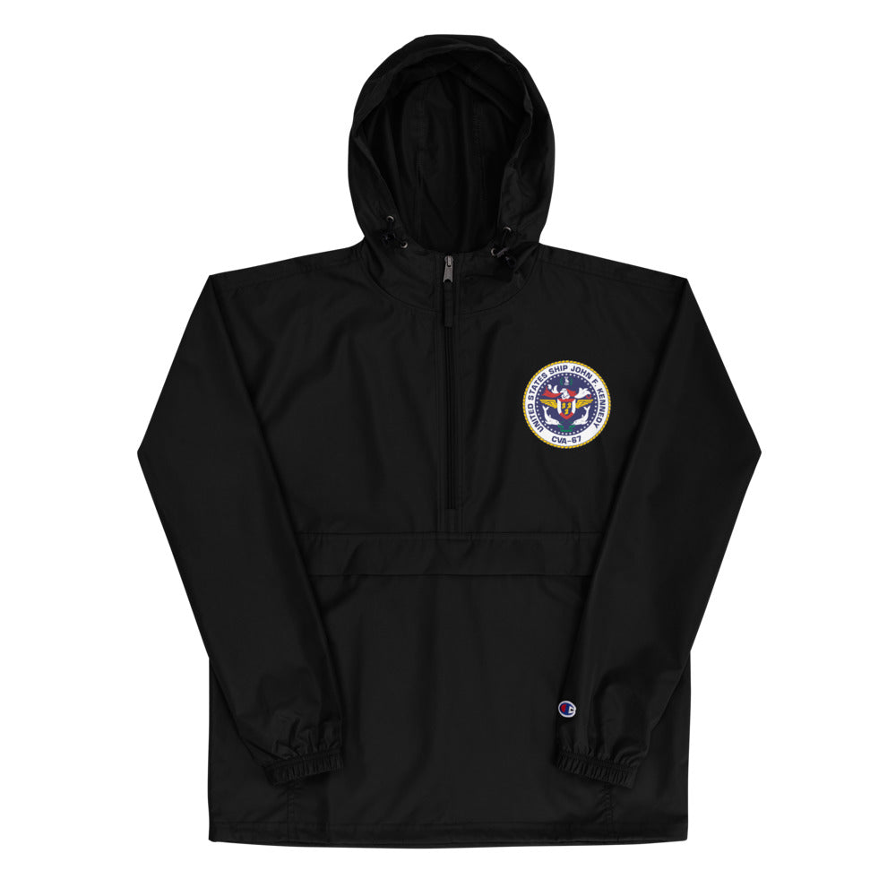 USS John F. Kennedy (CVA-67) Embroidered Champion Packable Jacket - Ship's Crest