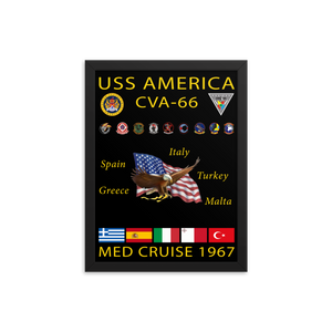 USS America (CVA-66) 1967 Framed Cruise Poster