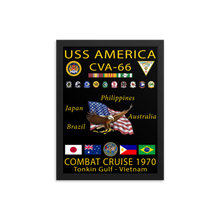 Load image into Gallery viewer, USS America (CVA-66) 1970 Framed Cruise Poster
