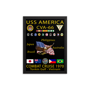 USS America (CVA-66) 1970 Framed Cruise Poster