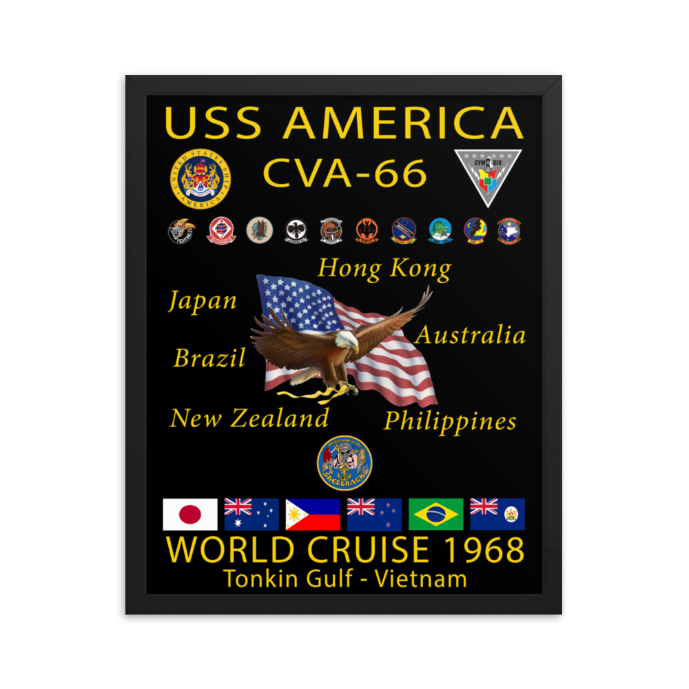 USS America (CVA-66) 1968 Framed Cruise Poster