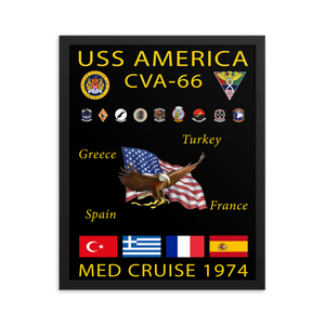 USS America (CVA-66) 1974 Framed Cruise Poster