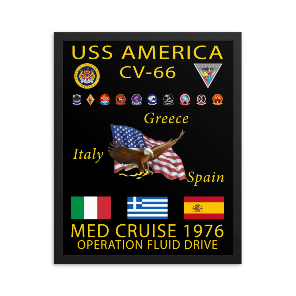 USS America (CV-66) 1976 Framed Cruise Poster