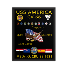 Load image into Gallery viewer, USS America (CV-66) 1981 Framed Cruise Poster