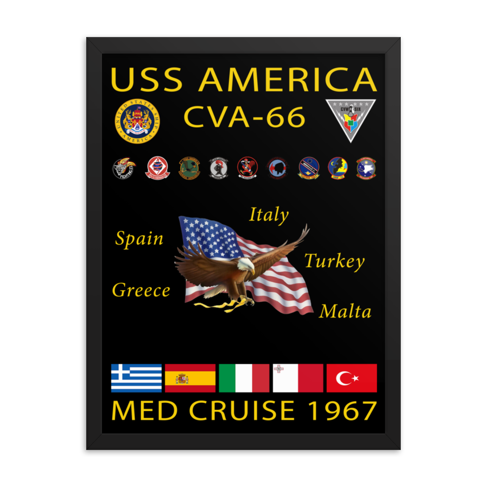 USS America (CVA-66) 1967 Framed Cruise Poster