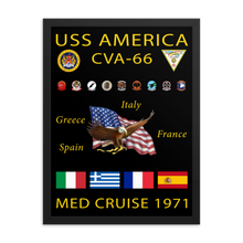 Load image into Gallery viewer, USS America (CVA-66) 1971 Framed Cruise Poster