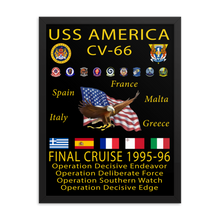 Load image into Gallery viewer, USS America (CV-66) 1995-96 Framed Cruise Poster