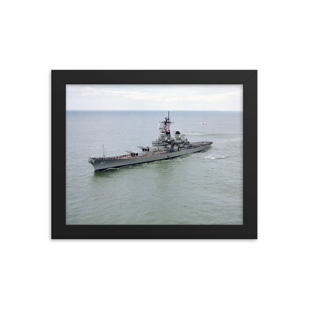 USS Missouri (BB-63) Framed Poster - Port Bow Shot