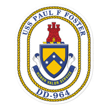 Load image into Gallery viewer, USS Paul F. Foster (DD-964) Ship&#39;s Crest Vinyl Sticker
