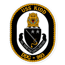 Load image into Gallery viewer, USS Kidd (DDG-993) Ship&#39;s Crest Vinyl Sticker
