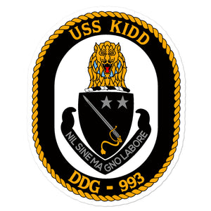 USS Kidd (DDG-993) Ship's Crest Vinyl Sticker