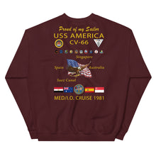 Load image into Gallery viewer, USS America (CV-66) 1981 Cruise Sweatshirt - FAMILY