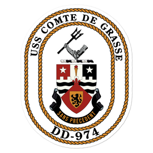 USS Comte De Grasse (DD-974) Ship's Crest Vinyl Sticker