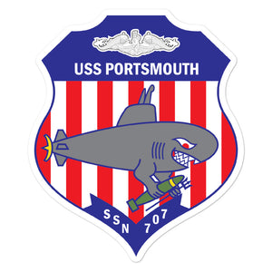 USS Portsmouth (SSN-707) Ship's Crest Vinyl Sticker