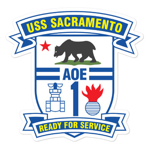 USS Sacramento (AOE-1) Ship's Crest Vinyl Sticker