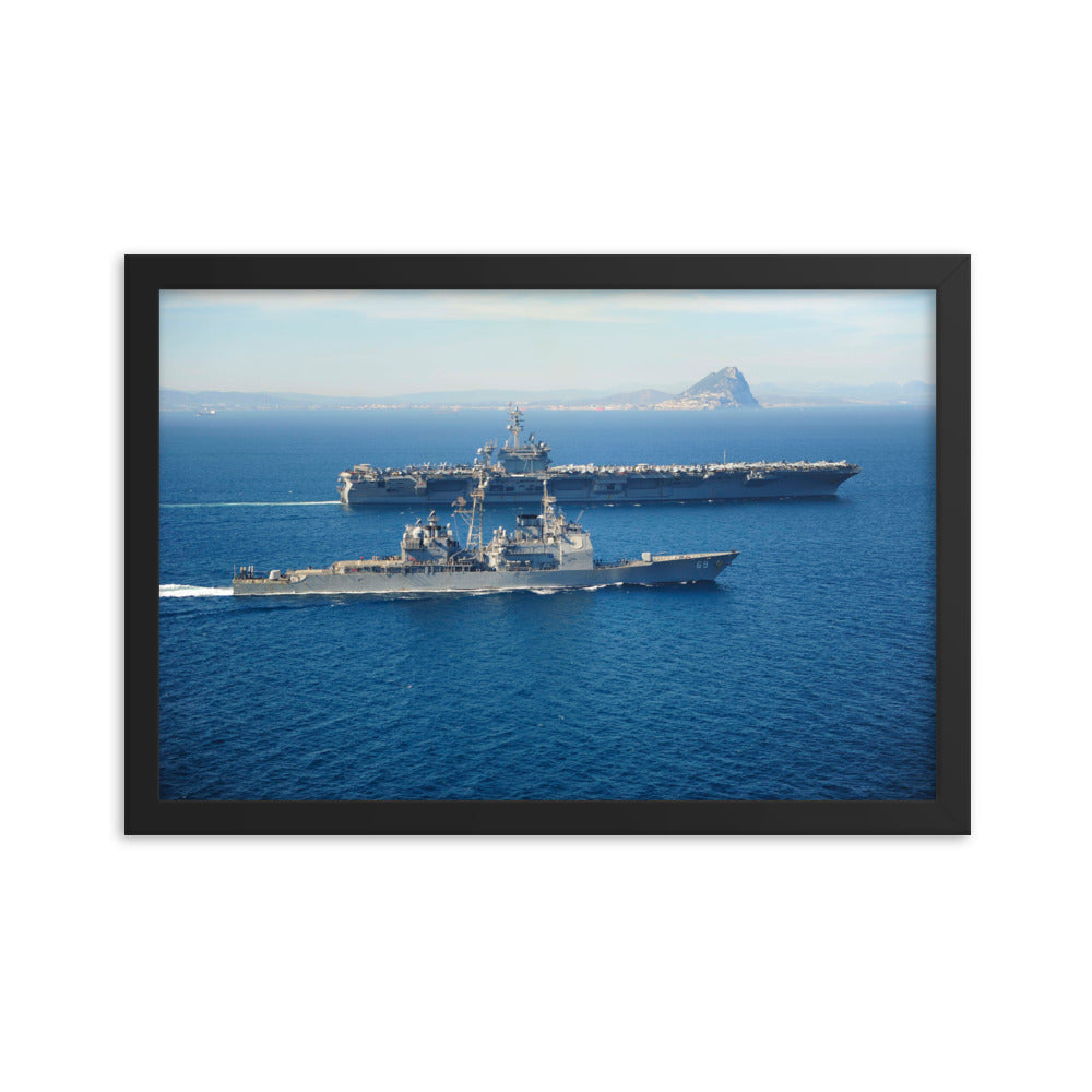 USS Vicksburg (CG-69) Framed Ship Photo - Strait of Gibraltar
