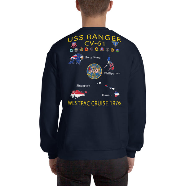 USS Ranger (CV-61) 1976 Cruise Sweatshirt - Map