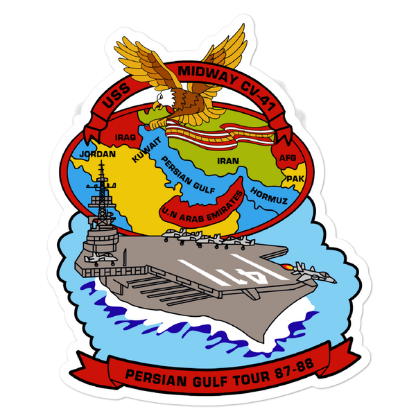 USS Midway (CV-41) Persian Gulf Tour 1987-88 Vinyl Sticker