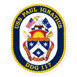 USS Paul Ignatius (DDG-117) Ship's Crest Vinyl Sticker