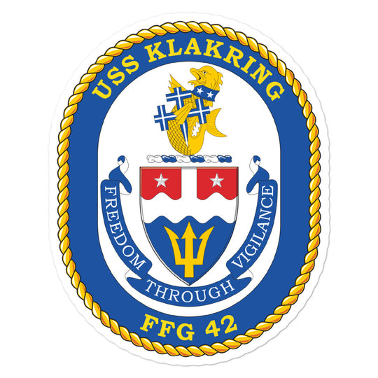 USS Klakring (FFG-42) Ship's Crest Vinyl Sticker