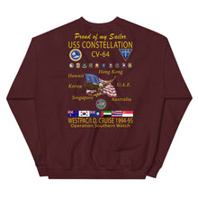 Load image into Gallery viewer, USS Constellation (CV-64) 1994-95 Cruise Sweatshirt - FAMILY
