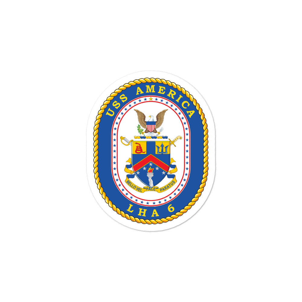 USS America (LHA-6) Ship's Crest Vinyl Sticker