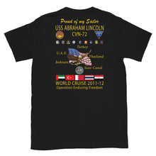 Load image into Gallery viewer, USS Abraham Lincoln (CVN-72) 2011-12 Cruise Shirt - Family
