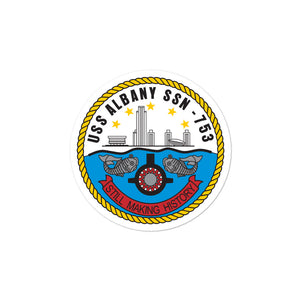 USS Albany (SSN-753) Ship's Crest Vinyl Sticker