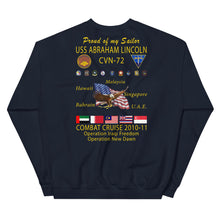 Load image into Gallery viewer, USS Abraham Lincoln (CVN-72) 2010-11 Cruise Sweatshirt - Family