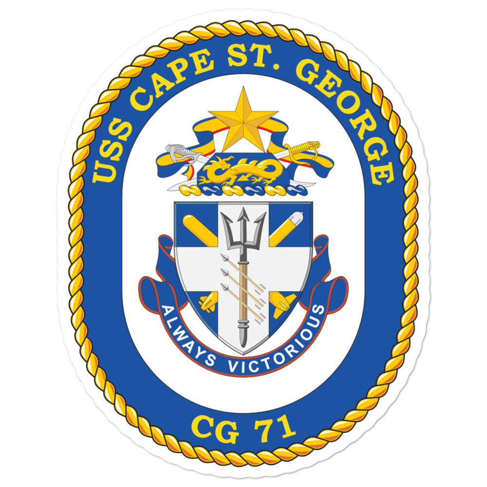 USS Cape St. George (CG-71) Ship's Crest Vinyl Stickers