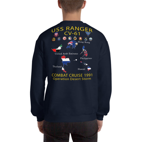 USS Ranger (CV-61) 1991 Cruise Sweatshirt - Map