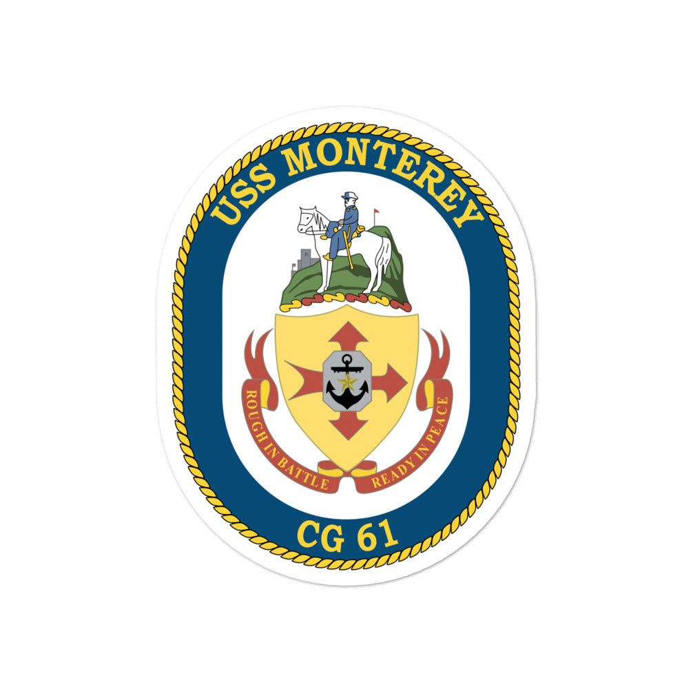 USS Monterey (CG-61) Ship's Crest Vinyl Sticker