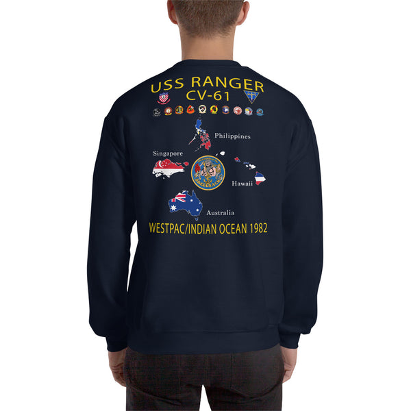 USS Ranger (CV-61) 1982 Cruise Sweatshirt - Map