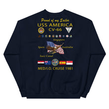 Load image into Gallery viewer, USS America (CV-66) 1981 Cruise Sweatshirt - FAMILY