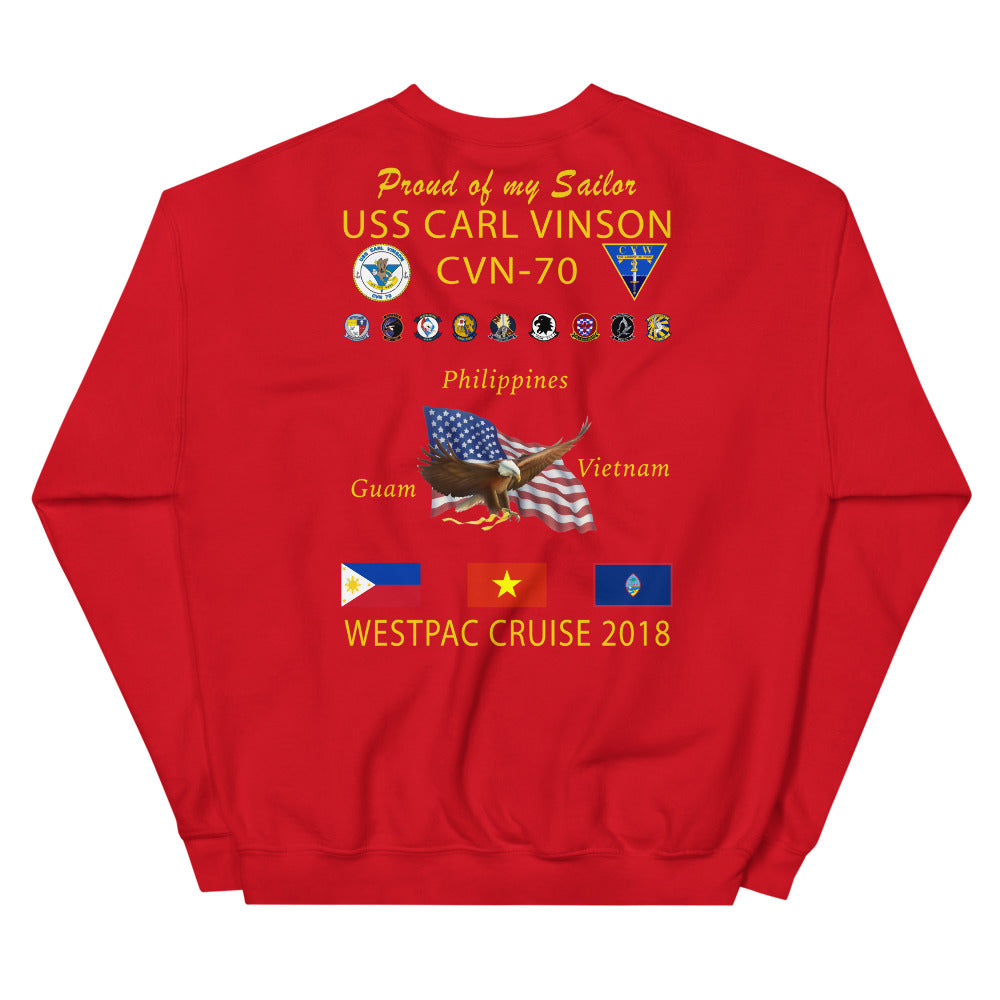 USS Carl Vinson (CVN-70) 2018 Cruise Sweatshirt - FAMILY