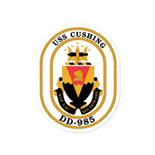 Load image into Gallery viewer, USS Cushing (DD-985) Ship&#39;s Crest Vinyl Sticker