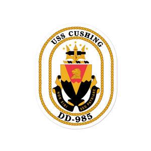 USS Cushing (DD-985) Ship's Crest Vinyl Sticker